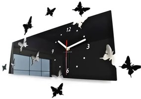 Nástenné akrylové hodiny Motýle2 - čierna
