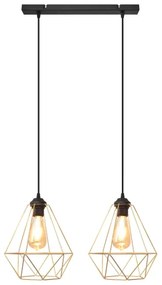 Luster na lanku KARO 2xE27/15W/230V zlatá/čierna