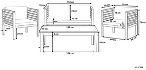 4-miestna záhradná súprava z akáciového dreva svetlé drevo/čierna PACIFIC Beliani