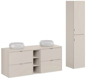 Kúpeľňová zostava Bella Cashmere Wiki so skrinkami a umývadlom 140 cm kašmírová