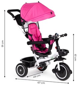 Trojkolka, kočík v tmavoružovej farbe Ecotoys