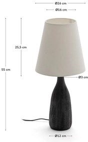 Čierna/krémová stolová lampa s textilným tienidlom (výška 56 cm) Luvia – Kave Home