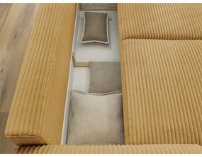 Menčestrová rozkladacia pohovka v horčicovej farbe 257 cm Lucien – Bobochic Paris