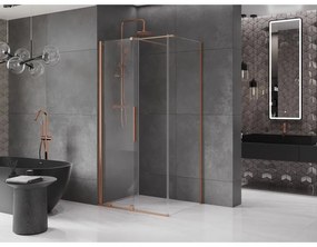 Mexen Velar, sprchový kút s posuvnými dverami 90(dvere) x 85(stena) cm, 8mm číre sklo, medená matná, 871-090-085-01-65