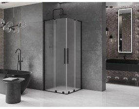 Mexen Velar L Duo, sprchový kút s posuvnými dverami 100 x 100 cm, 8mm sklo námraza, čierna matná, 871-100-100-02-33-70