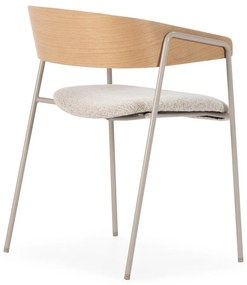 Svetlosivé/v prírodnej farbe čalúnené jedálenské kreslá v súprave s podrúčkami 2 ks Cora – MOME