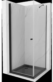 Mexen Pretoria sprchová kabína, kyvné dvere 70 x 70 cm, Transparentné, Čierna + sprchová vanička Flat, Čierna - 852-070-070-70-0