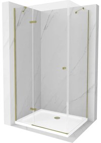 Mexen Roma sprchová kabína, kyvné dvere 110 x 80 cm, transparentnéné, zlatá + závesný bidet Flat - 854-110-080-50-00-4010