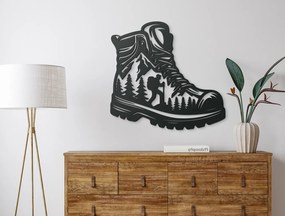 drevko Unikátny obraz Turistická topánka Rozmer obrazu: 65 x 69 cm, Farba dekorácie: Čierna