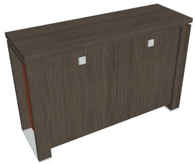 Nízka skriňa Verno+ S 140 x 46 x 90 cm, dub antracit / oranžová