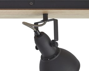 Stropný reflektor čierny s drevom 4-svetlá otočný a naklápací - Jakub