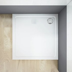 Cerano Piato, štvorcová sprchová vanička z liateho mramoru 90x90x3 cm, biela, CER-CER-GSR99