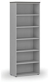 Kancelársky regál PRIMO GRAY, 2128 x 800 x 420 mm, sivá/wenge