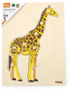 Viga Detské drevené puzzle s úchytmi Montessori Viga Žirafa