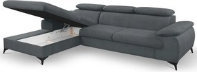 Rohová sedacia súprava Scala, ocelovo šedá látka, ľavý roh