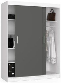 Šatníková skriňa s posuvnými dverami 150 cm CLP mono biela / sivá