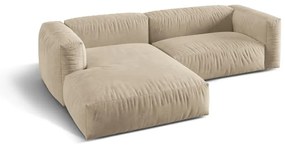 Béžová zamatová modulárna rohová pohovka (ľavý roh/s leňoškou) Martina – Micadoni