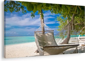 Obraz - Hojdacia sieť na pláži (90x60 cm)