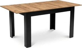 Rozkladací jedálenský stôl MADO 120/160x80 cm, čierna/dub craft