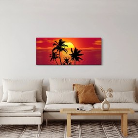 Obraz siluety ostrova s palmami (120x50 cm)