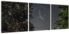 Obraz nočnej oblohy (s hodinami) (90x30 cm)