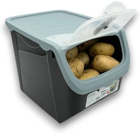 Úložný box na cibuľu a zemiaky, čierny a svetlosivý (12l)