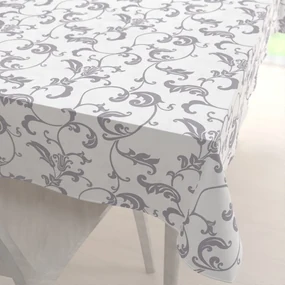 Biante Bavlnený obdĺžnikový obrus Sandra SA-184 Sivé kvetované ornamenty na bielom 100x160 cm