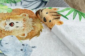 Detský koberec protišmykový BAMBINO 54090 Zvieratá, biely / zelený