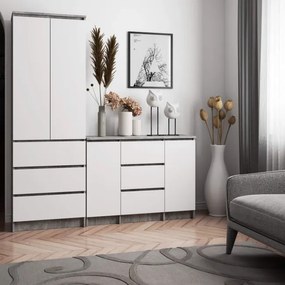 Komoda K100 2D 3SZ betón / biela