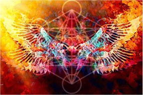 Obraz - Merkaba s krídlami, abstrakcia (90x60 cm)