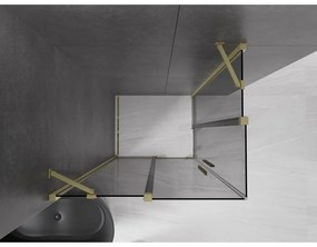 Mexen Velar Duo, sprchový kút s posuvnými dverami 90 x 80 cm, 8mm šedé sklo, zlatá matná, 871-090-080-42-55