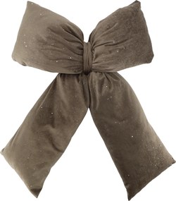Mocca zamatová mašľa vankúš s trblietkami – 40*50 cm