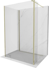 Mexen Kioto, 3-stenová sprchová zástena Walk-In 110 x 85 x 40 cm, 8mm číre sklo, zlatý lesklý profil,800-110-085-221-50-00-040