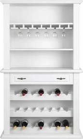 Biely stojan na víno z masívu - držiak na víno a poháre, 109x47x210 cm