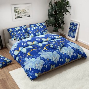 Bavlnené obliečky BLUE BUTTERFLY tmavo modré Rozmer obliečky: 2 ks 70 x 90 cm | 200 x 220 cm