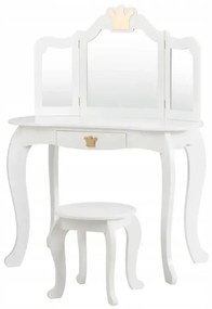 Detský toaletný stolík, zrkadlo + taburetka | biely