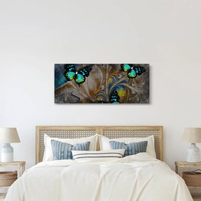 Obraz - Žiariví motýle na obraze (120x50 cm)