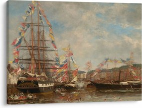 Obraz - Eugène Boudin, Festival in the Harbor of Honfleur, reprodukcia (70x50 cm)
