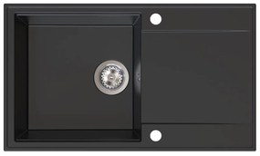 Sink Quality Sink55, kuchynský granitový drez 780x460x215 mm, čierna, SKQ-SINK.C.1KDOL