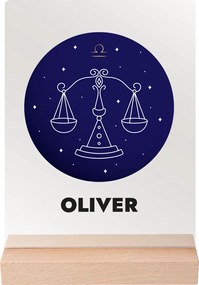 ČistéDrevo Vaše znamenie s menom na akrylovom skle - svetlý stojan Zvolte znamení zvěrokruhu: Rak