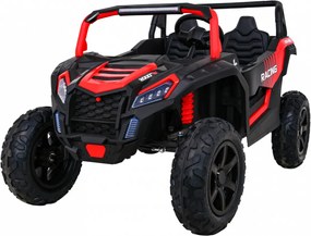 Ramiz Silná pretekárska štvorkolka pre 2 deti Červená + Bezkartáčový motor + Nafukovacie kolesá + LED zvuk