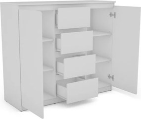 Široká komoda so 4 zásuvkami Carlos, biela, 120 cm