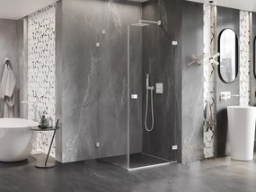 Mexen Lunar-B, pravostranný výklopný sprchový kút 80 x 80 cm, 8mm číre sklo, biely profil, 832-080-080-20-00-P