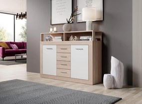 Komoda Luna 119 cm dub Sonoma/bílá II