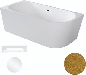 Besco Akrylátová voľne stojaca rohová vaňa Zoya Glam Z 150x75 (170x80) biela/zlatá BESCO-Typ výpuste: Click-Clack s prepadom, grafit, BESCO-Rozmery: …