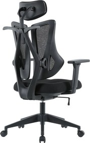Kancelárska ergonomická stolička MORA — sieť / látka, čierna