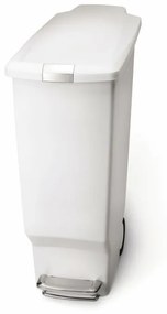Úzky pedálový kôš 40 l biely plast, biela