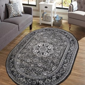 Exkluzívny oválny koberec v nadčasovej šedej farbe