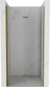 Mexen Lima, skladacie sprchové dvere do otvoru 80 x 190 cm, 6mm číre sklo, zlatý profil, 856-080-000-50-00