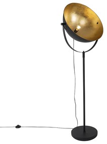 Priemyselná stojaca lampa čierna 50 cm so zlatým nastaviteľným - Magnax